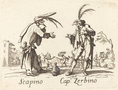 Scapino og Cap. Zerbino av After Jacques Callot