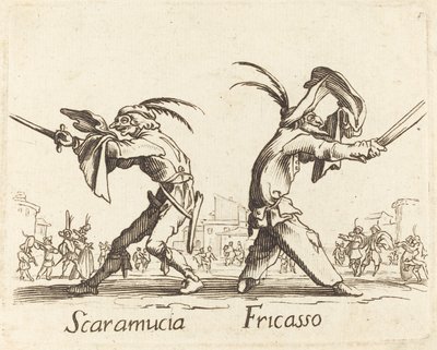Scaramucia og Fricasso av After Jacques Callot
