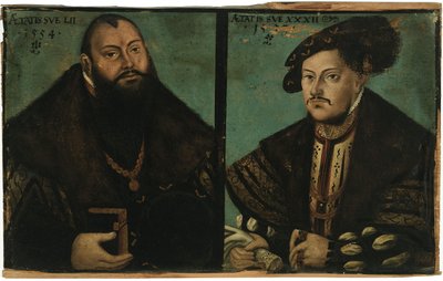 Johann Friedrich I den storsinnede, kurfyrste av Sachsen og Johann Ernst av Sachsen av after Lucas Cranach the Elder