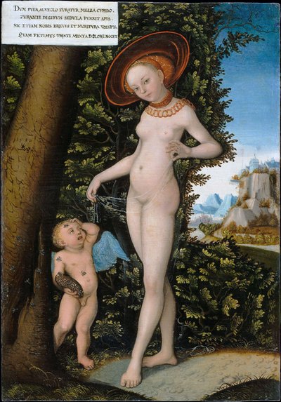 Venus og Cupid, honningtyven av after Lucas Cranach the Elder