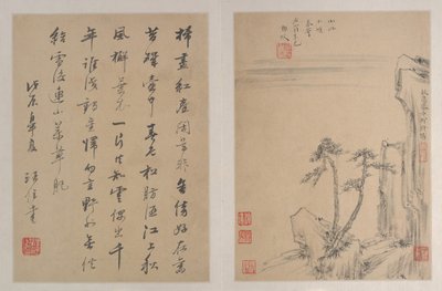 Landskap, datert 1688. av After Zheng Min