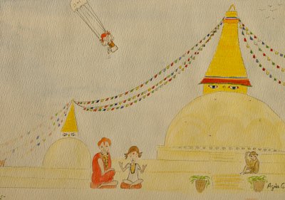 The Voyage, Kathmandu, 2015 , akvarell på papir av Agnes Girardon