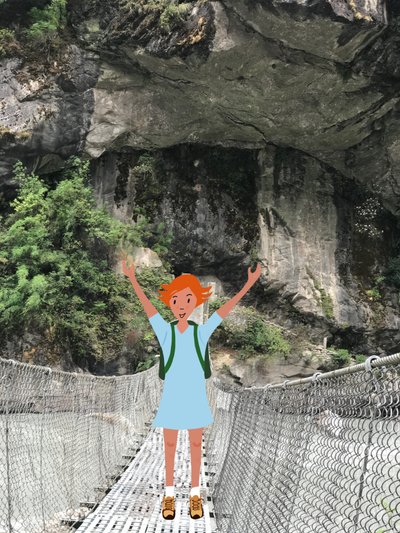 Walking on a Bridge , 2023 (digital kunst på fotografi) av Agnes Girardon