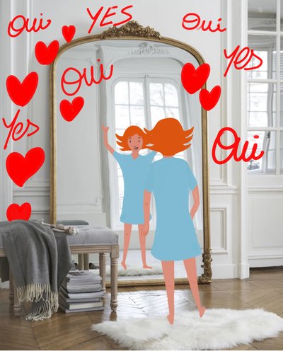 YES OUI, 2023 (digital kunst på fotografi) av Agnes Girardon