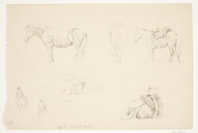 Studieblad med hester. av Agnes Lunn