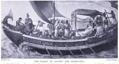 Anthony og Cleopatras flukt, ca. 1920 (litho) av Agnes Pringle