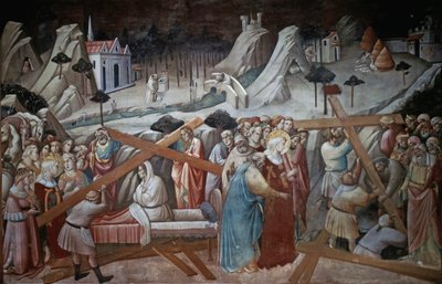 St. Helena graver for å finne det sanne korset, fra Legenden om den sanne kors-syklusen av Agnolo Gaddi, kapellet ved basilikaen Santa Croce, Firenze, ca. 1380 av Agnolo Gaddi
