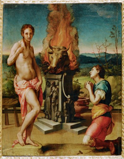Pigmalion og Galatea (maleri på tre) av Agnolo di Cosimo Bronzino