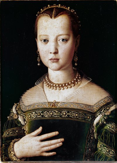 Portrett av Maria de Medici (olje på lerret av Agnolo Bronzino