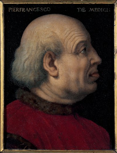 Portrett av Pierfrancesco di Lorenzo de Medicis den eldre (1430-1476) (Portrett av Pierfrancesco de Medici den eldste italiensk bankmann og diplomat, medlem av House of Medici i Firenze) Maleri av Bronzino (Agnolo di Cosimo) (1503-1572) Mål 15x12 cm av Agnolo Bronzino