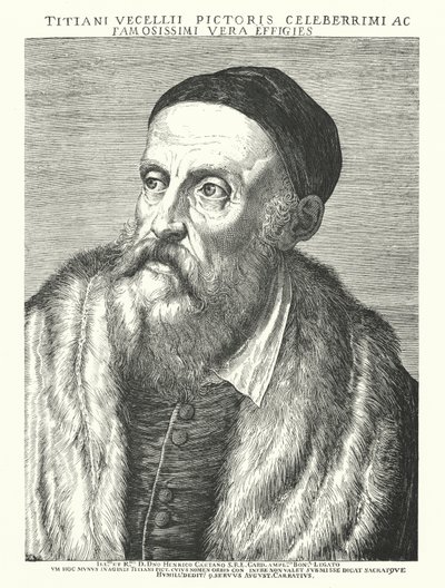 Titian , italiensk renessansekunstner (gravering) av Agostino (after) Carracci