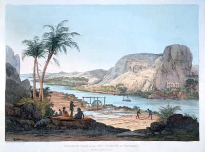 Utvendig utsikt over de to templene i Ybsambul, Egypt, 1820 av Agostino Aglio
