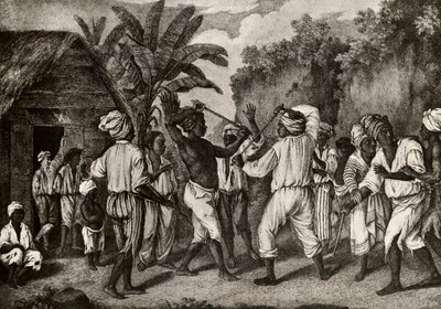 Kosekamp mellom engelske og franske negere på øya Dominica, Santo Domingo av Agostino Brunias