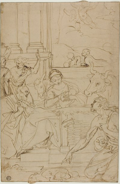 Tilbedelse av hyrdene av Agostino Carracci