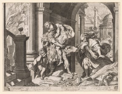 Aeneas og hans familie på flukt fra Troy av Agostino Carracci