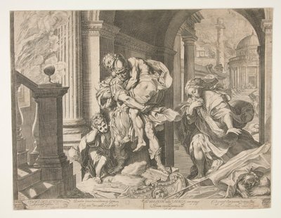 Aeneas og hans familie på flukt fra Troy av Agostino Carracci