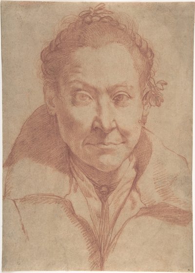 Brystportrett av en kvinne (forside); bryststudie av en jente (bakside) av Agostino Carracci