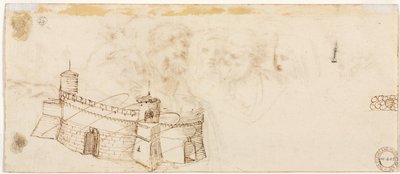 Krenelert festning verso, 2. halvdel av 1500-tallet. av Agostino Carracci