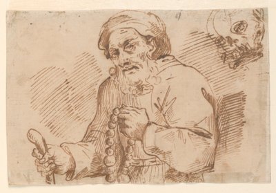 Halvlang skisse av en eldre pilegrim av Agostino Carracci