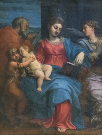 Hellig familie med St Margaret av Agostino Carracci