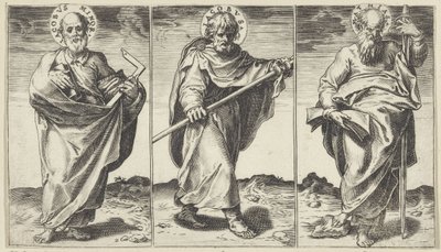 Jakob den mindre, Jakob den større og Mattias Kristus, Maria, døperen Johannes og apostlene (serietittel) av Agostino Carracci