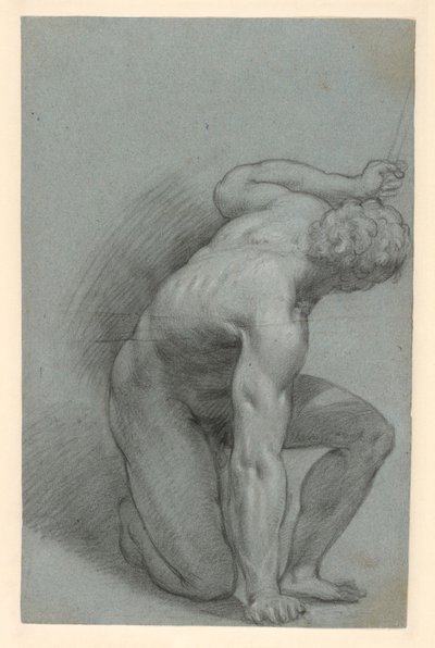 Knælende figur (recto); liggende figur (verso) av Agostino Carracci