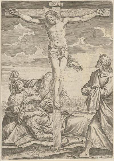 Korsfestelse av Agostino Carracci