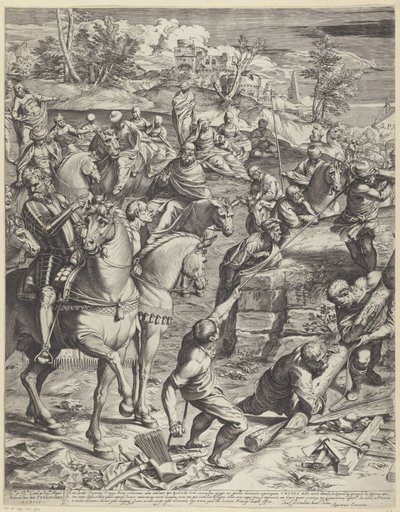 Korsfestelse av Kristus (venstre del) av Agostino Carracci