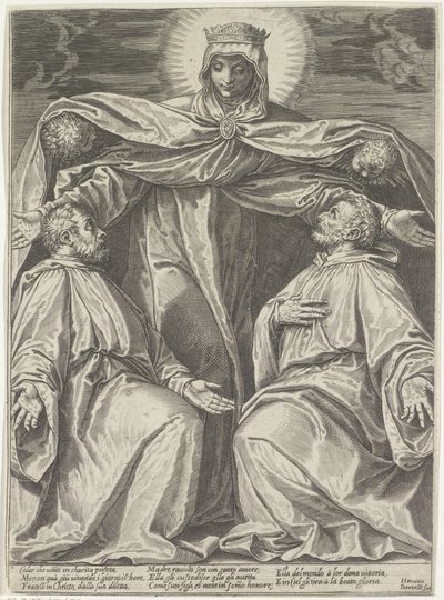 Mary beskytter medlemmer av et brorskap av Agostino Carracci