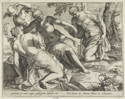 Merkur og nådene av Agostino Carracci