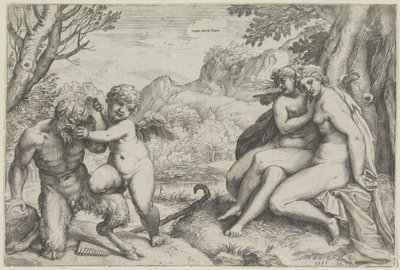 Kjærlighet overvinner alt (tittel på objekt) av Agostino Carracci