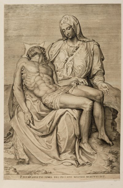 Pieta, etter Michelangelo av Agostino Carracci