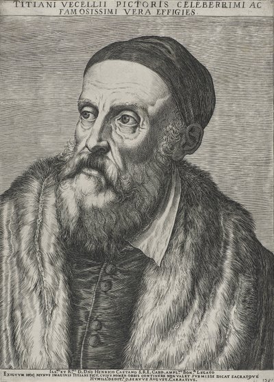 Portrett av Titian, 1587 (gravering på lagt papir med vannmerke) av Agostino Carracci