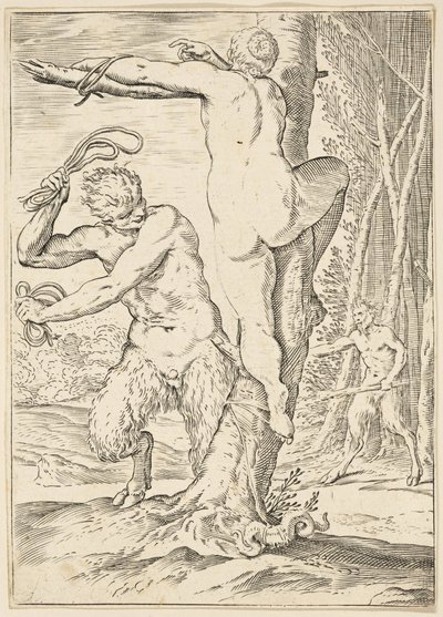 Satyr Whipping a Nymph, ca. 1590-95 av Agostino Carracci