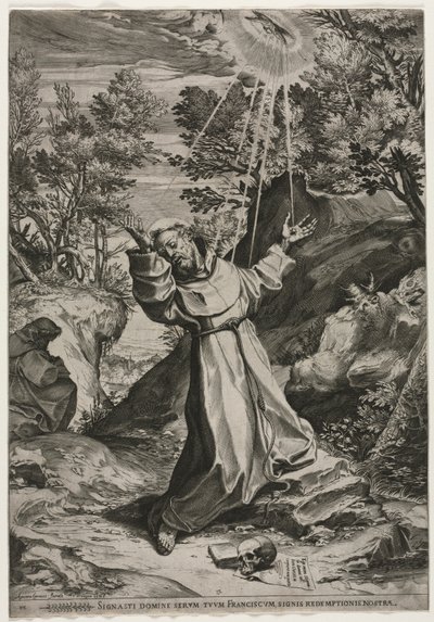 St. Francis mottar Stigmata, 1586. av Agostino Carracci