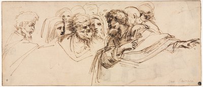 Study of Heads (recto) av Agostino Carracci
