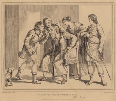 Tobias salver sine fars øyne, Tobit av Agostino Carracci
