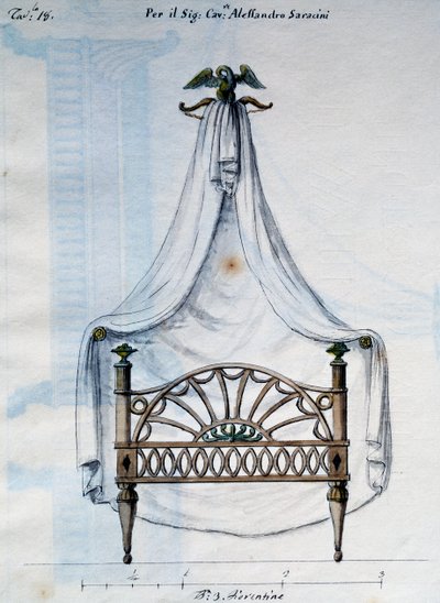 Himmelseng for Alexander Saracens, fra Works of carpenter and locksmith unnfanget og designet av meg Agostino Fantastici), manuskript 3, plate 18 (1782-1845) av Agostino Fantastici