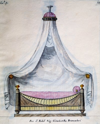 Himmelseng for Mr Brancadori, fra Works of carpenter and locksmith unnfanget og designet av meg Agostino Fantastici), manuskript 3, plate 4 (1782-1845) av Agostino Fantastici
