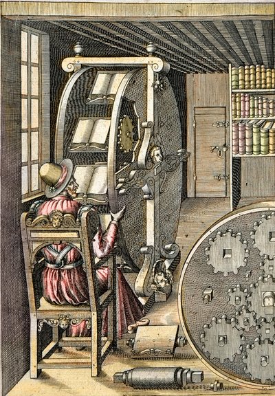 Roterende skrivebord - Fra "" Le Diverse et Artifiose Machine "av Agostino Ramelli (1531-1608) - Paris 1588 av Agostino Ramelli