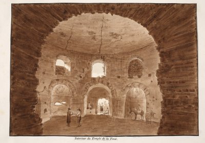 Interiør av Temple of the Cough, 1833 (etsing med brun vask) av Agostino Tofanelli