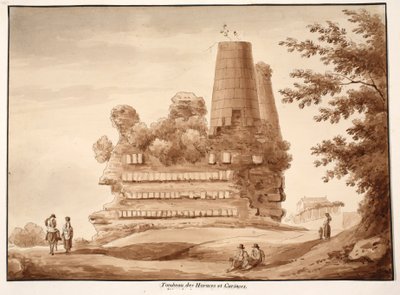 The Tomb of the Horatii og Curiatii, 1833 (etsing med brun vask) av Agostino Tofanelli