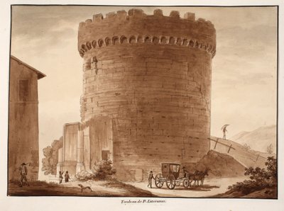The Tomb of the Horatii and Curiatii, 1833 (etsing med brun vask) av Agostino Tofanelli