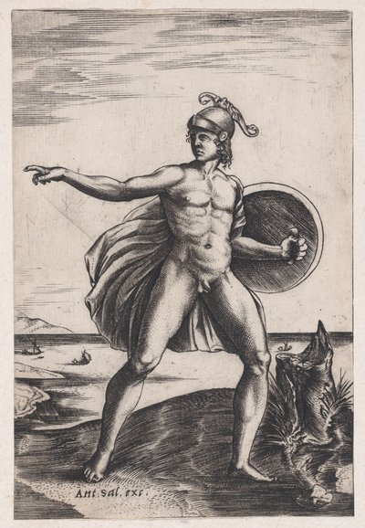 En kriger, ca. 1514-36. av Agostino Veneziano