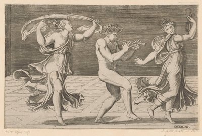 Dansende satyrer og maenader av Agostino Veneziano
