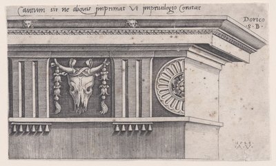 Dorisk entablatur, datert 1528. av Agostino Veneziano