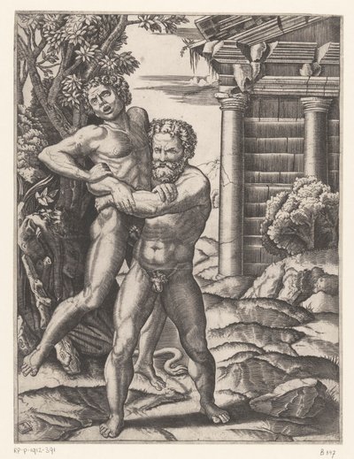 Hercules se luptă cu AntaeusNorwegian av Agostino Veneziano