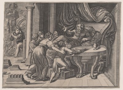 Isaac Blessing Jacob, 1524. av Agostino Veneziano