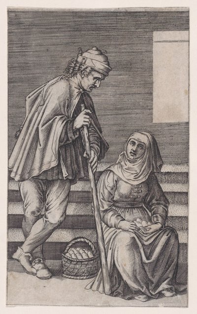 Bonde og en kvinne med egg, ca. 1514-36. av Agostino Veneziano