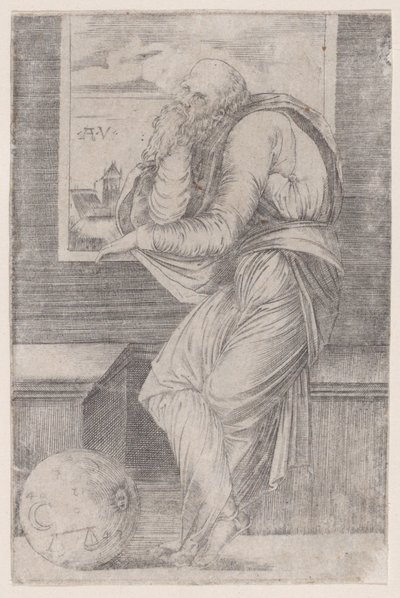 Filosof sitter nær et vindu, ca. 1514-36., ca. 1514-36. av Agostino Veneziano